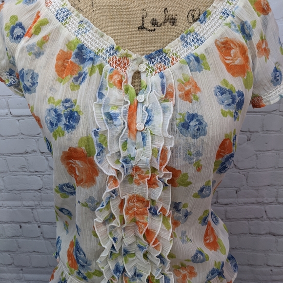 Forever 21 Sheer Floral Shirt Small - Picture 5 of 7